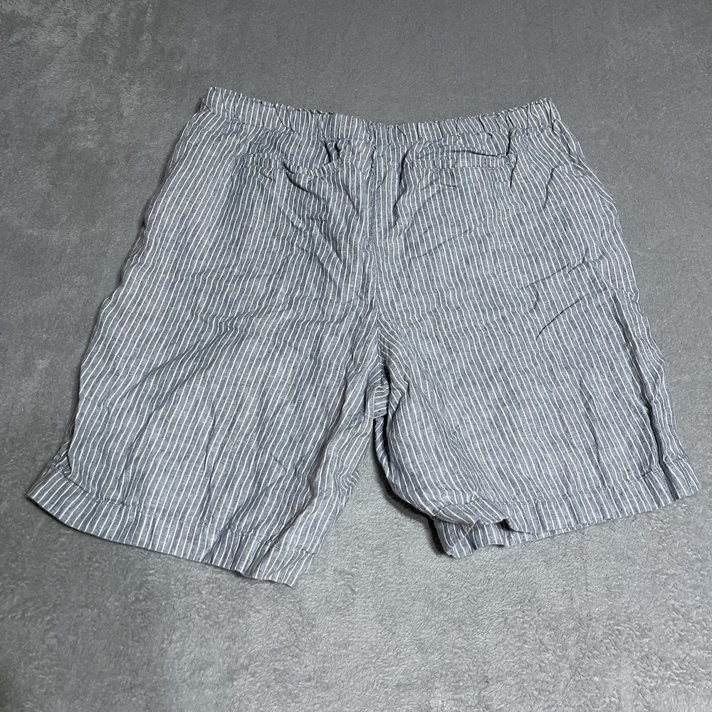 Chicos Shorts Womens 16 Chicos 3 Linen Gray White Striped Drawstring Lagenlook - Picture 7 of 7
